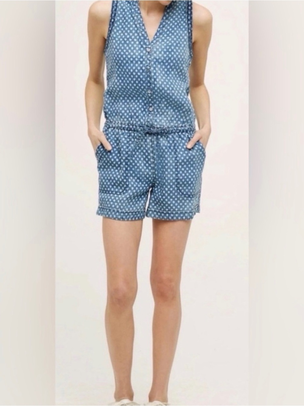 Heihei Denim/Chambray Sleeveless Romper - Like New